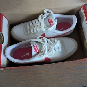 Nike White and Red Athletic Shoes